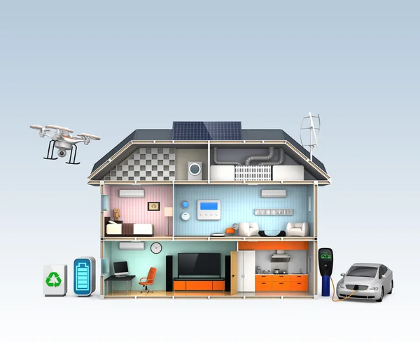 Розумний будинок з енергоефективними приладами — стокове фото