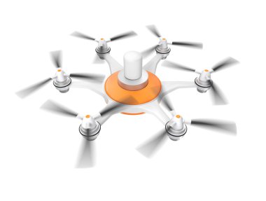 Beyaz arka plan üzerinde uçan hexacopter