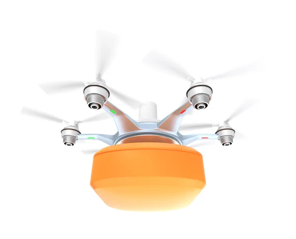 Drone monterad med kompakt behållare för snabb leverans koncept — Stockfoto