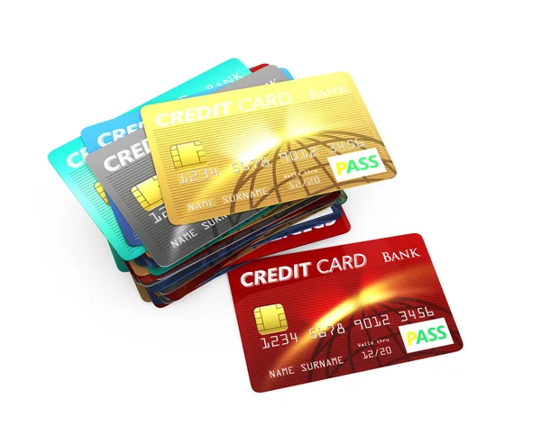 Pila de tarjeta de crédito aislada sobre fondo blanco — Foto de Stock