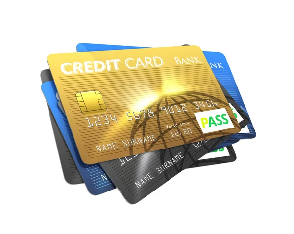Pila de tarjeta de crédito aislada sobre fondo blanco — Foto de Stock