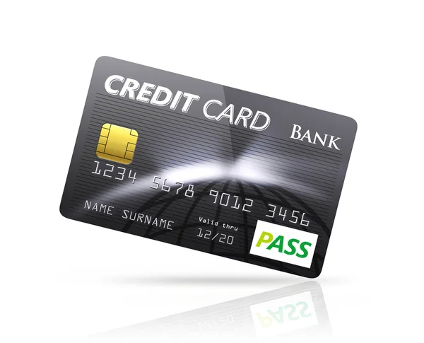Tarjeta de crédito negra aislada sobre fondo blanco — Foto de Stock
