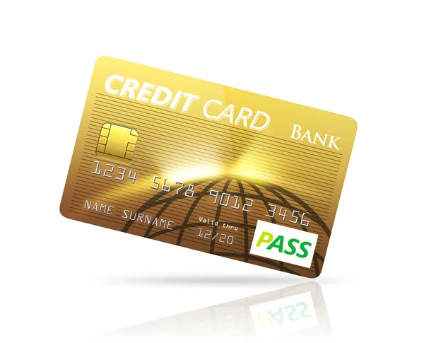 Tarjeta de crédito de oro aislada sobre fondo blanco — Foto de Stock