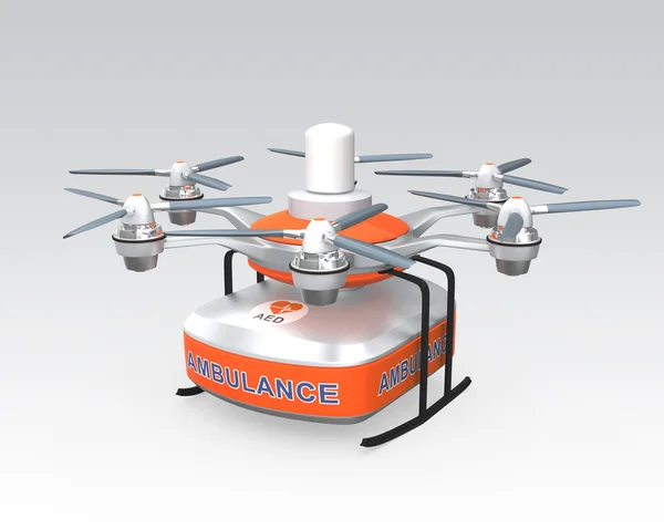 无人机携带 Aed 急救医疗概念医疗试剂盒 — 图库照片