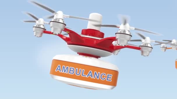 Twee ambulance drones voor medische noodhulp concept. — Stockvideo