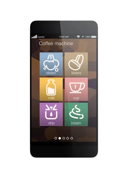 Smartphone apps voor koffiemachine — Stockfoto