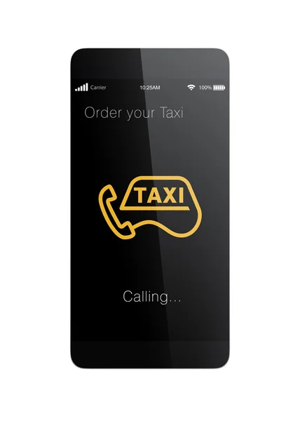 Application de commande de taxi pour concept de téléphone intelligent . — Photo