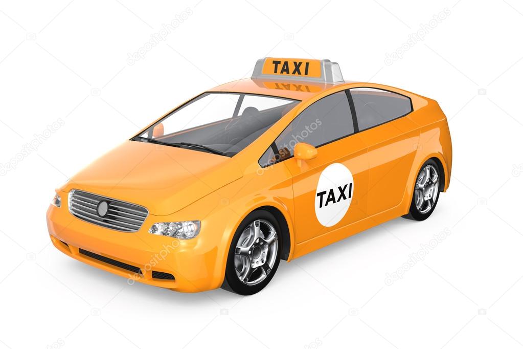 Yellow taxi isolated on white background