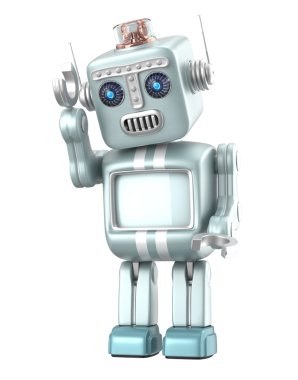 Sevimli robot bakmak yere ve düşünme
