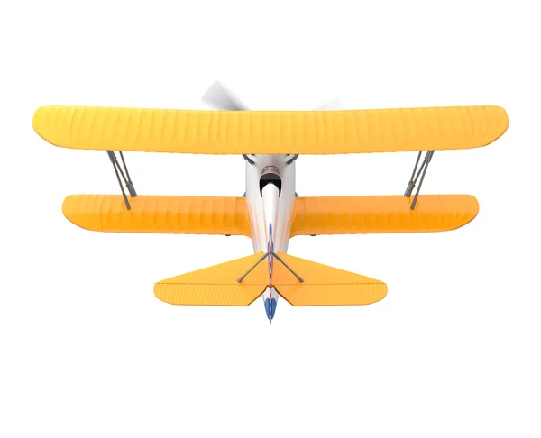 흰색 배경에 고립 된 노란 복 엽 비행기 — 스톡 사진