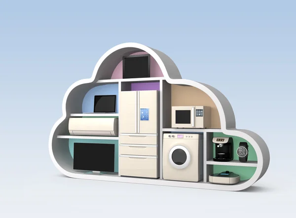 Home appliances in cloud shape for IOT concept — Stock Photo, Image