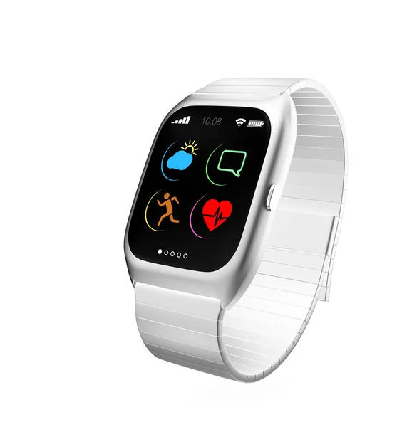 Smart watch con icone di design semplice isolato su sfondo bianco — Foto Stock