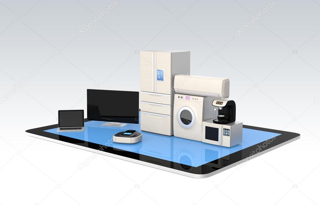 Home appliances in cloud shape for IOT concept