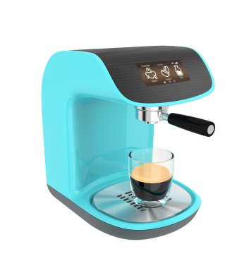 Şık espresso makinesi ile değmek perde