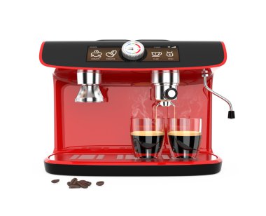 Şık kahve makinesi espresso içinde iki bardak bira
