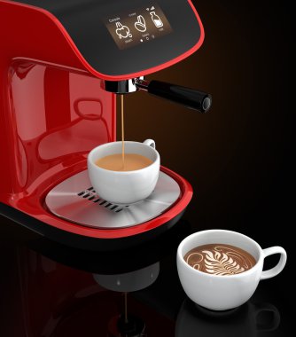 Şık espresso makinesi ile değmek perde