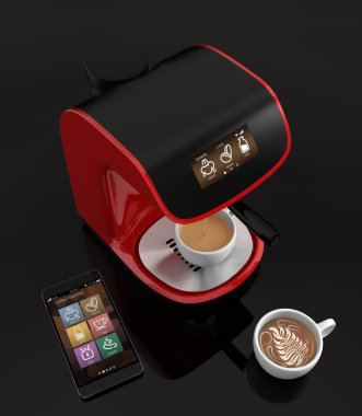 Espresso makinesi ve akıllı telefon