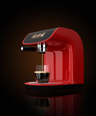 Şık espresso makinesi ile değmek perde