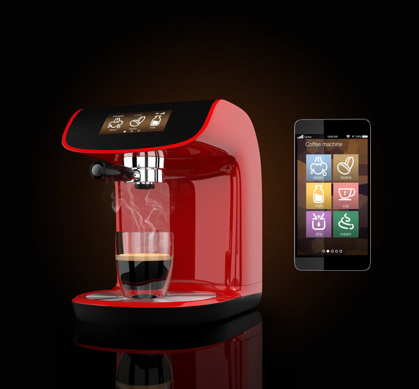 Espresso coffee machine and smart phone