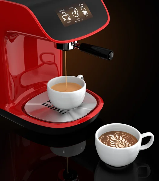 Elegante cafetera espresso con pantalla táctil — Foto de Stock