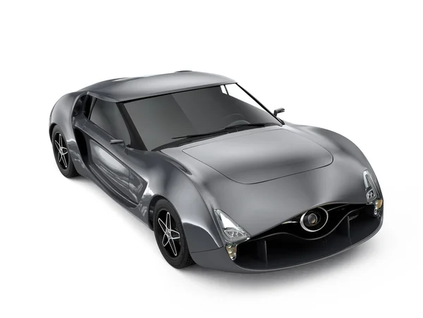 Metallic grijs sportwagen geïsoleerd op een witte achtergrond. Oorspronkelijke ontwerp. — Stockfoto