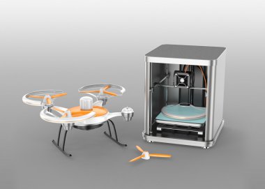dronun 3D yazıcı Yazdırma parçaları. Kırpma yolu kullanılabilir.