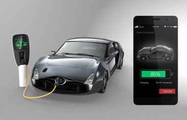 Elektrikli otomobil akıllı telefon uygulaması tarafından devlet şarj izleme