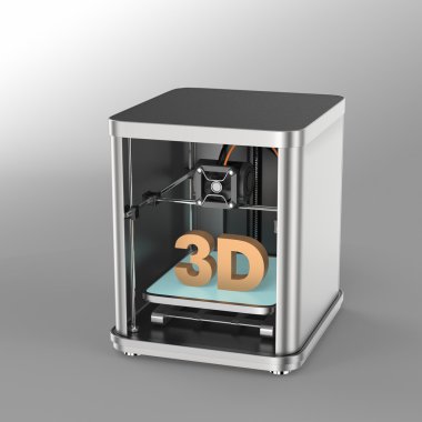 3D printerlere harcama maddeler ve içinde katı 3d metin. Kırpma yolu kullanılabilir.