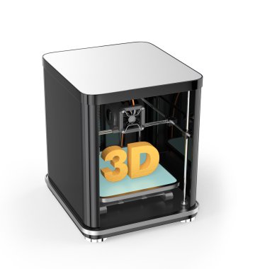 3D printerlere harcama maddeler ve içinde katı 3d metin. Kırpma yolu kullanılabilir.