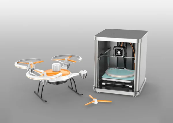 무인 항공기의 3d 프린터 인쇄 부분입니다. 클리핑 경로 제공. — 스톡 사진