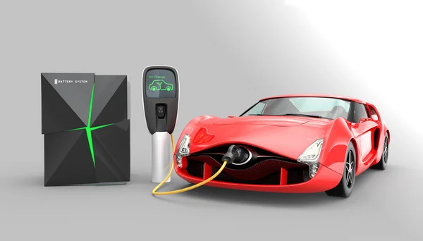 Електрична зарядка автомобіля на зарядній станції EV — стокове фото