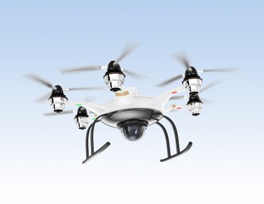 Hexacopter uçak gökyüzünde uçan güvenlik kamerası ile