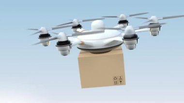 Siparişin evine drone teslimat karton paketi