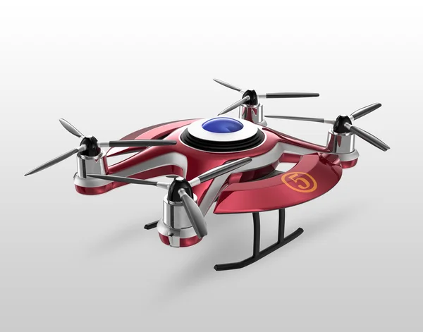 Czerwony drone, quadrocopter do wyścigów na ziemi — Zdjęcie stockowe