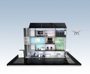 Akıllı ofis konsept modeli bir tablet Pc