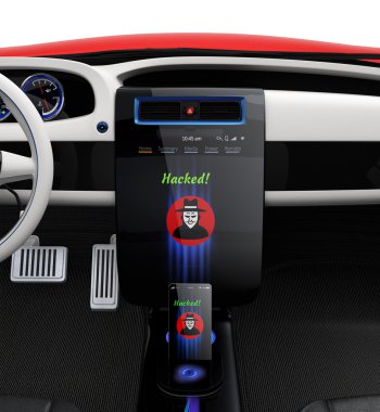 Araba Merkezi Konsol ve akıllı telefon hacker simge göster.