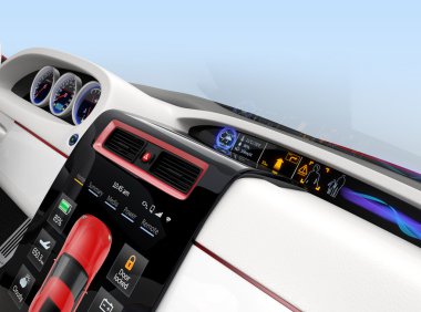 Akıllı elektrikli otomobil için merkezi çok bilgi konsol tasarımı.