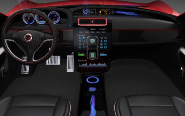 Elektrikli otomobil multimedia arayüzey tasarım konsepti.
