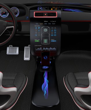 Elektrikli otomobil multimedia arayüzey tasarım konsepti.