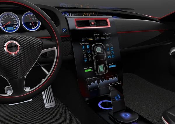 Elektryczny samochód koncepcyjny projekt multimedialny interfejs. — Zdjęcie stockowe