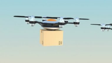 Hexacopter teslimat oluşumu karton ambalajlarda drones