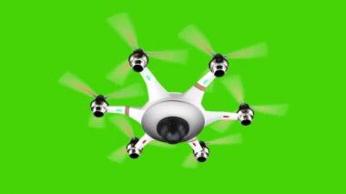 Yeşil ekran üzerinde uçan güvenlik kamerası dron. sorunsuz döngü