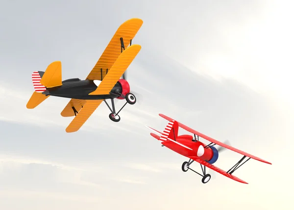 Two biplanes flying in the sky. — Stock Photo, Image