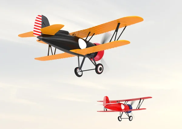 두 biplanes 하늘을 날고 — 스톡 사진