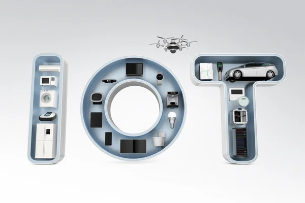 Aparato inteligente en IoT palabra. Concepto de Internet de las cosas en los productos de consumo —  Fotos de Stock