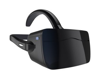 Siyah Vr kulaklık beyaz arka plan üzerinde izole. 3D işleme görüntü kırpma yoluyla.