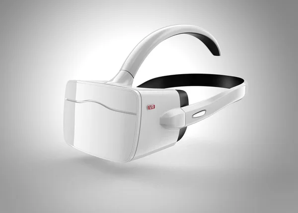 White Vr hoofdtelefoon geïsoleerd op een grijze achtergrond. 3D rendering beeld met uitknippad. — Stockfoto