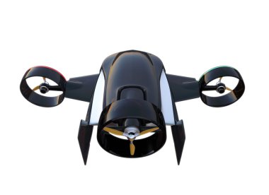 Asansör ile hybrid modu dikey olarak yukarı ve normal uçak gibi uçan robot. Hızlı teslimat kavramı.