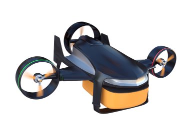 Asansör ile hybrid modu dikey olarak yukarı ve normal uçak gibi uçan robot. Hızlı teslimat kavramı.