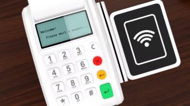 Nakitsiz mobil ödeme kavramı ile akıllı telefon animasyon